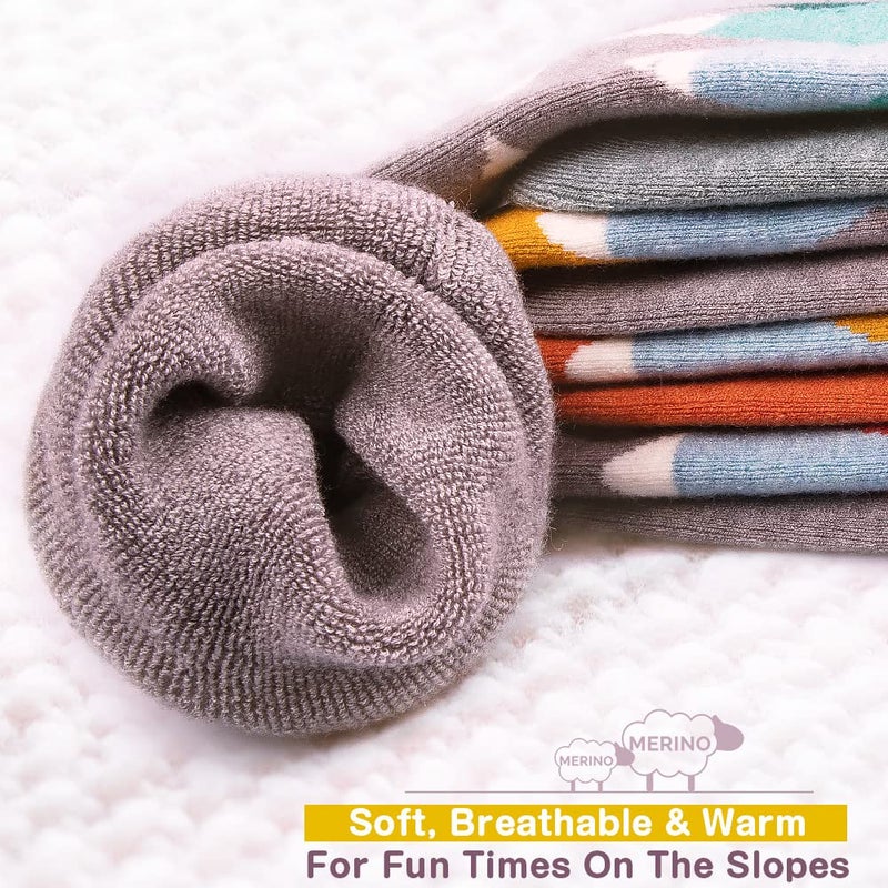 اوت دور ماستر جوارب تزلج للأطفال من OutdoorMaster - مزيج من صوف الميرينو، تصميم يغطي الساق (مقاس XS، رمادي - 2) - Image 4